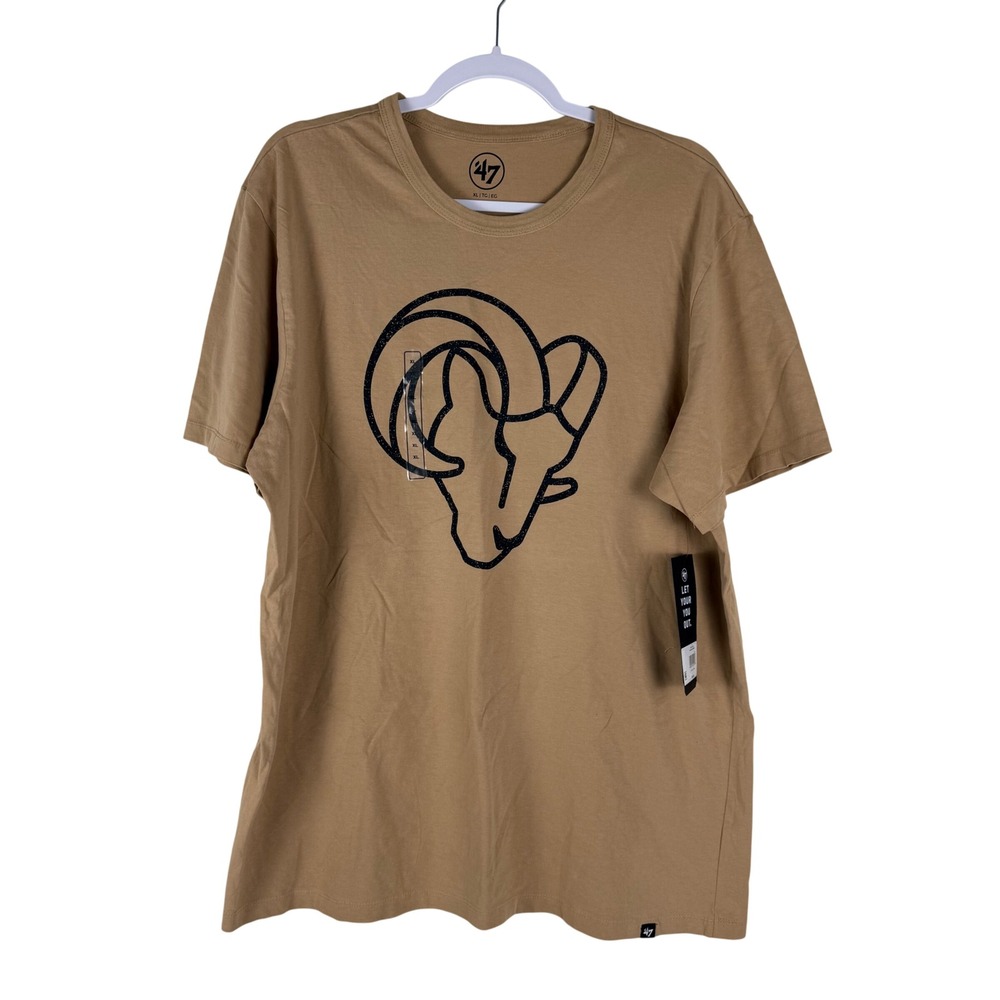 '47 Brand Mens Size XL Los Angeles Rams NFL T-Shirt Dusted Khaki‎ Shirt NWT